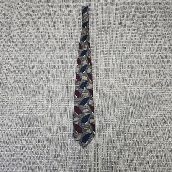 JB BRENT & Co Neck Tie All Silk Hand Crafted Vintage 90s Abstract Art to Wear - Picture 3 of 11
